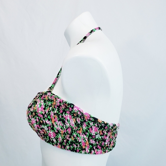 Tori Praver Swimwear Ditsy Floral Smocked Bikini Top Hard to Find - Picture 4 of 8